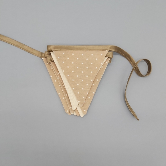 Fabric bunting banner, polka dot bunting, pennant garland, gold brown and beige - Picture 1 of 7